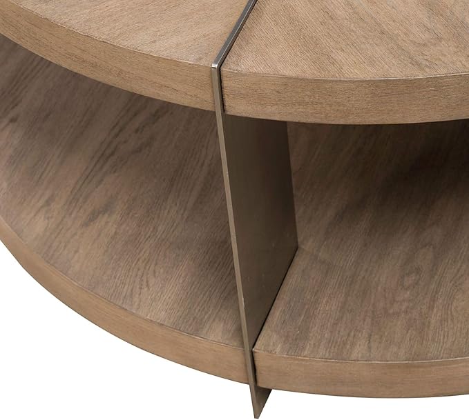 Liberty Furniture Harlow Living Room Round Cocktail Table - Sandstone & Satin Nickel