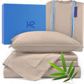 Kickoff Viscose Bamboo Sheets Twin XL Size 3-pc 100% Organic Bamboo Viscose Bed Cooling Sheets Twin XL Size Set Cool Bedding for hot Sleepers Sheet, Flat, Fitted, Pillowcase (Iced Latte, TXL)