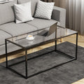 Glass Coffee Table Modern Center Table,Minimalist Coffee Table for Living Room,Tempered Glass-top with Sturdy Metal Frame, Easy Assembly,Black