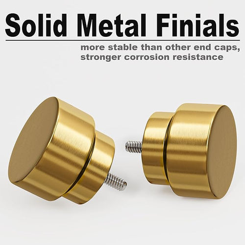 2 Pack Modern Gold Curtain Rods for Windows 28 to 48 Inches Adjustable Length Heavy Duty 1" Diameter Brass Window Curtain Rod with Solid Metal Finials for Outdoor Farmhouse Bedroom Kitchen Living Room