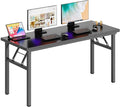 DlandHome Computer Desk 62 inches Office Desk Computer Table Study Writing Desk Workstation for Home Office Metal Frame Black and Black