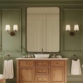 24x36 Inch Brushed Bronze Bathroom Mirror for Wall, Metal Framed Rectangle Mirror with Rounded Corner, Bathroom Vanity Mirror in Aluminum Alloy, Hangs Horizontally or Vertically