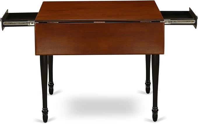 East West Furniture MZDA3-BCH-W 3 Piece Dinette Set for Small Spaces Contains a Rectangle Dining Table with Dropleaf and 2 Kitchen Dining Chairs, 36x54 Inch, Black & Cherry