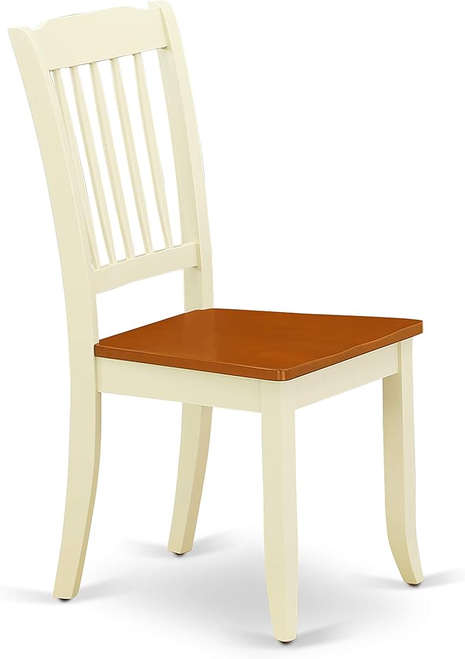 East West Furniture QUDA7-BMK-W 7 Piece Dining Table Set Consist of a Rectangle Wooden Table with Butterfly Leaf and 6 Dining Room Chairs, 40x78 Inch, Buttermilk & Cherry