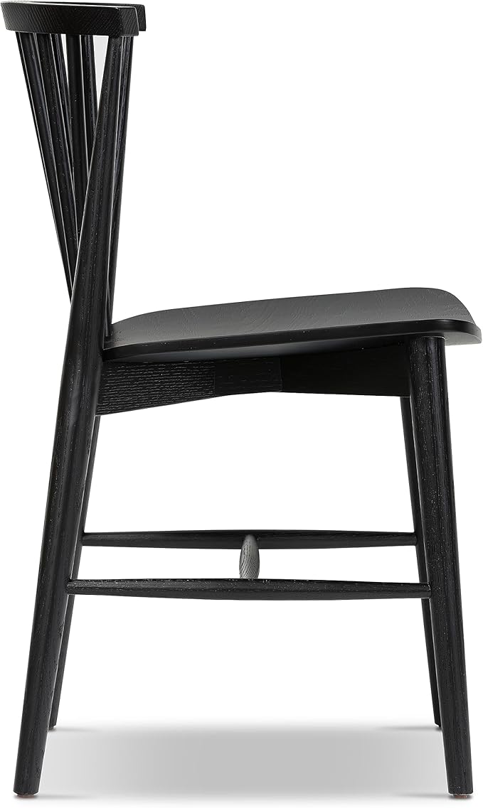 POLY & BARK Ligna Dining Chair Oak – Mid-Century Inspired Chair with Sculpted Spindle Back – Solid American Walnut Frame and Engineered Wood Veneered Seat – Fully Assembled and Ready to Use