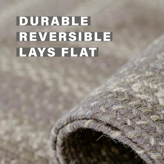 Grey Cloud Jute Braided Oval Rugs, 27x45 - Grey, Warm Farmhouse Decor, Perfect for Laundry Rooms, Kitchens and Entryways - Reversible and Easy to Clean
