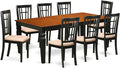 East West Furniture LGNI9-BCH-C 9 Piece Dining Table Set Includes a Rectangle Wooden Table with Butterfly Leaf and 8 Linen Fabric Dining Room Chairs, 42x84 Inch, Black & Cherry