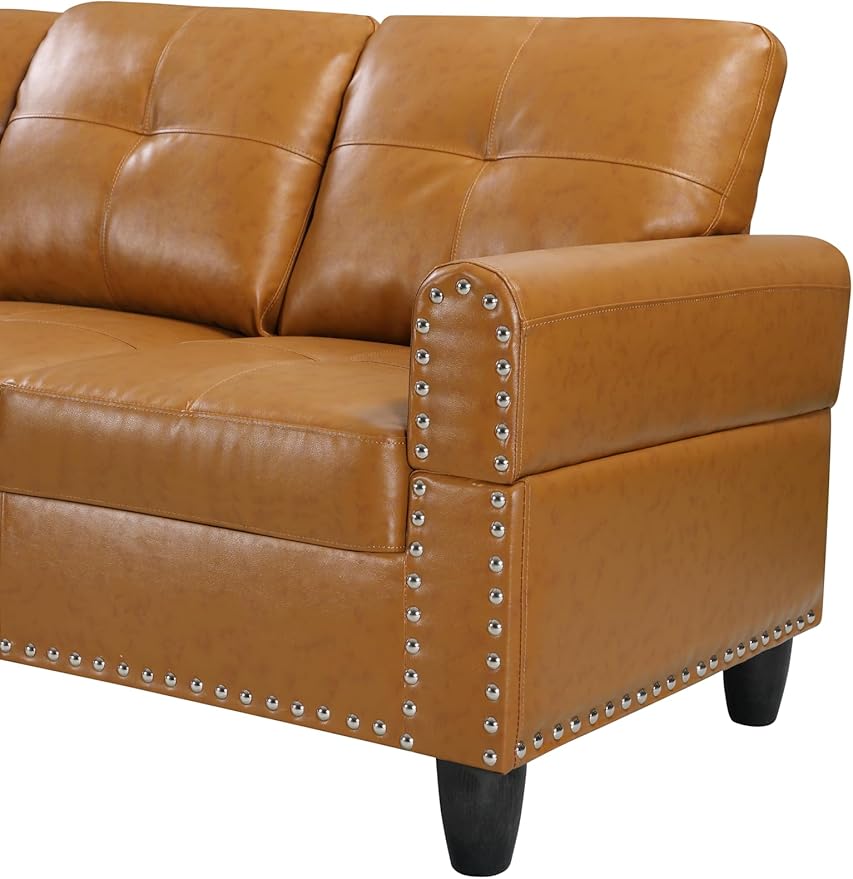 Halibur Sectional Sofa or Couch with Ottoman for Living Room, Apartment, Bedroom, Office