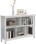TaoHFE Horizontal Bookshelf - Modern Minimalist 2-Tier Book Shelf with Storage, Short Wide Wood Bookshelf for Classroom, Office, Living Room or Study, White