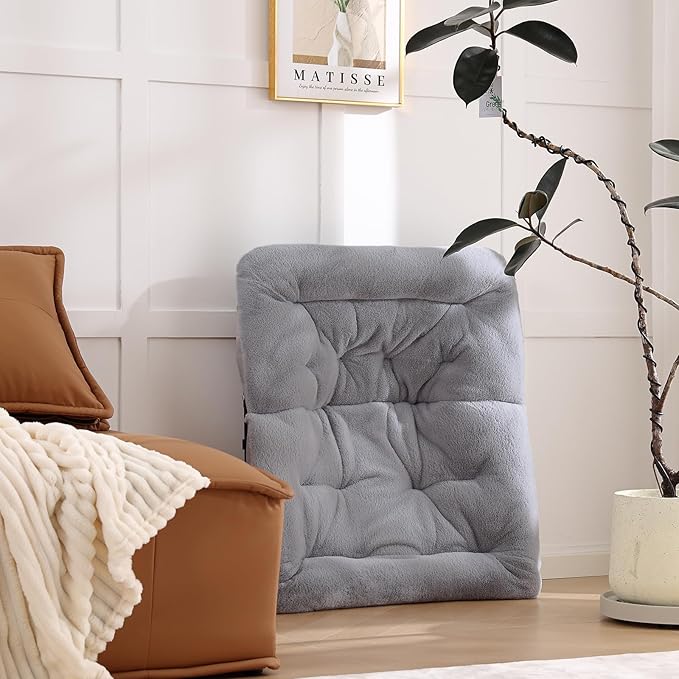 Comfy Folded Chair with Ottoman, Oversized Folding Faux Fur Chair Soft Furry Lounge Lazy Chair with Metal Frame Moon Chair Accent Chair for Bedroom, Living Room, Dorm Rooms