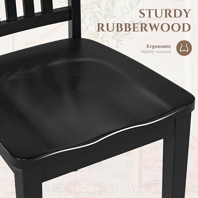 COLAMY Wooden Dining Room Chairs Set of 4, Spindle High Back Windsor Kitchen Side Chair, Farmhouse Dining Chairs for Kitchen, Dining Room, Black