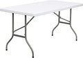 Flash Furniture Elon 5' Rectangular All-Occasion Plastic Folding Event Table, Foldable Portable Banquet Table for Indoor/Outdoor Events, White