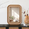 Micasso Rustic Wicker Wall Mirror: 30x22 in Purely Handmade Wooden Frame Rattan Mirror - Rectangular Shabby Chic Boho Bamboo Mirrors for Farmhouse/Bathroom/Bedroom/Living Room/Home Decor