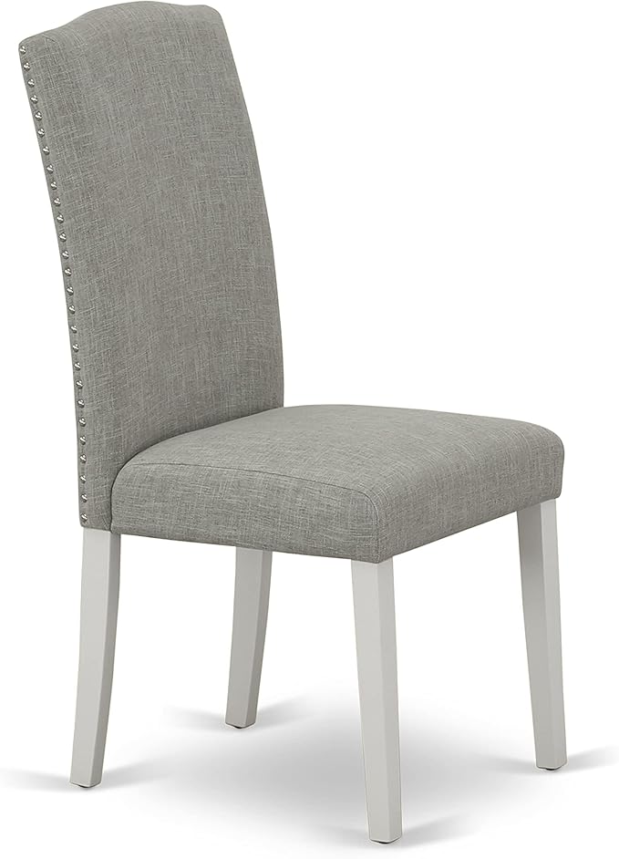 East West Furniture X027EN206-9 9 Piece Dining Table Set Includes a Rectangle Dining Room Table with X-Legs and 8 Dark Shitake Linen Fabric Upholstered Chairs, 40x72 Inch, Multi-Color