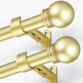 Curtain Rods for Windows 16 to 92 Inches, Curtain Rod Max Adjustable Length of 104 IN, 1" Diameter Drapery Rods Round Finials, Warm Gold, Pack of 2
