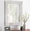 Mirrors for Wall Rustic Wooden Frame Rectangle Mirror Vintage Hanging Mirror for Bedroom Bathroom Living Room Farmhouse Wall Decor White Large 20" x 16 "