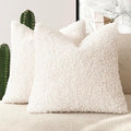 Foindtower 2 Pieces 26x26 Inch White, Faux Fur Throw Pillow Cover Accent Sherpa Pillow Fuzzy Soft Pillowcases Sheepskin Decorative Fleece Cushion Case for Bed Couch Living Room