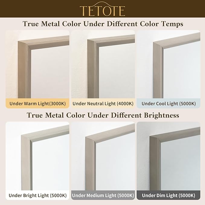 TETOTE Brushed Nickel Mirror for Bathroom Sink 24" x 36" Beveled Frame Brushed Nickel Vanity Rectangle Mirror for Bathroom Wall, Modern Farmhouse, Tempered Glass, Shatterproof, Stronger Frame