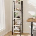 Ladder Shelf, Bookshelf Bookcase, Freestanding Corner Storage Shelve with 2 Hooks for Home Office, Living Room, Kitchen, Bedroom, Industrial, 5-Tier Greige BC19205B