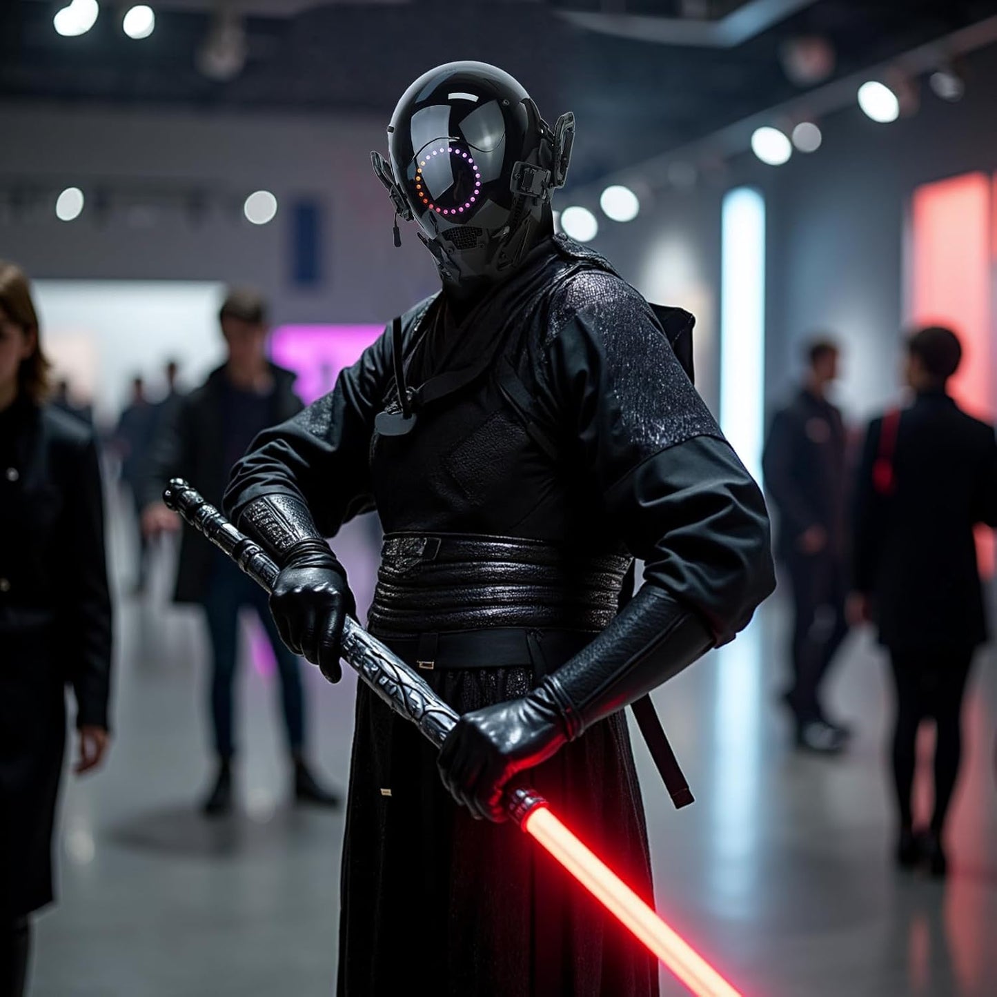 Punk LED Mask with Multicolor Lights, Techwear Helmet for Halloween, Cosplay and Music Festivals