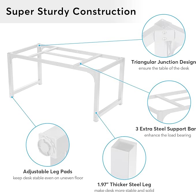 Tribesigns Modern Computer Desk, 63 x 31.5 inch Large Executive Office Desk Computer Table Study Writing Desk Workstation for Home Office, Spliced Desktop, White