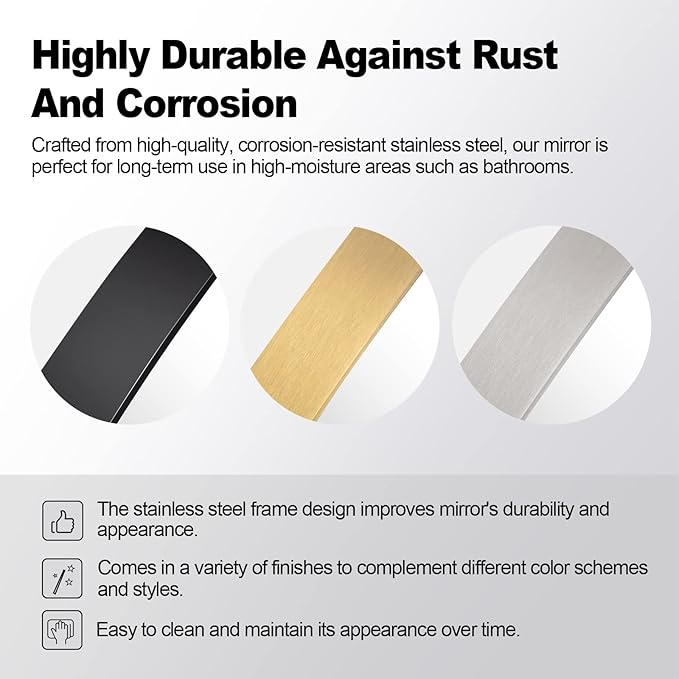 ANDY STAR Gold Oval Mirrors for Bathroom, 20x28 Inch Brushed Gold Stainless Steel Metal Framed Oval Wall Mirror, Modern Vanity Mirror Wall Mount Horizontal or Vertical