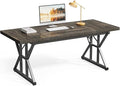 LITTLE TREE 70.8-Inch Large Executive Desk, Extra Long Computer Office Desk Workstation, Modern Simple Style Laptop Table, Sturdy Wooden Writing Workstation for Home Black Oak