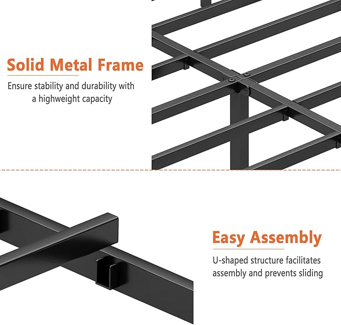 Twin XL Bed Frame-Classic Metal Platform Bed Frame,Mattress Foundation with Steel Slat Support,Under Foundation Storage,No Box Spring Needed, Easy Assembly,Twin XL Size