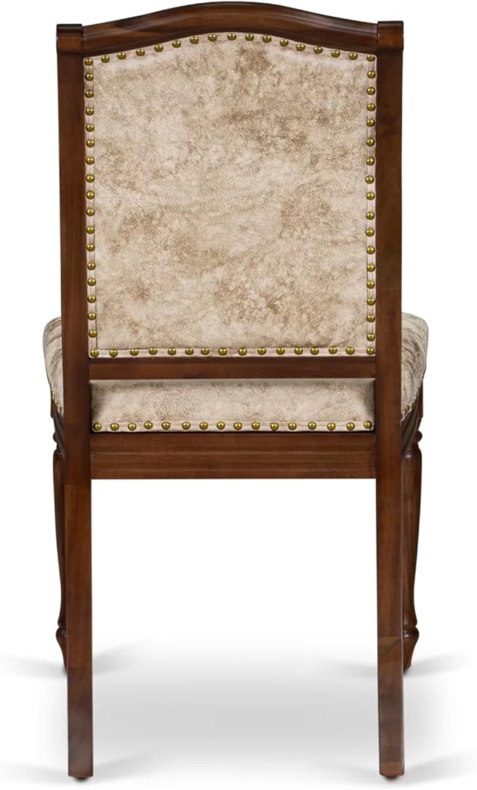 NKMA7-AWA-36 7 Pieces Kitchen Table Set Includes a Rectangular Dining Table and 6 Light Beige Polyester Fabric Dinner Chairs, Antique Walnut Finish