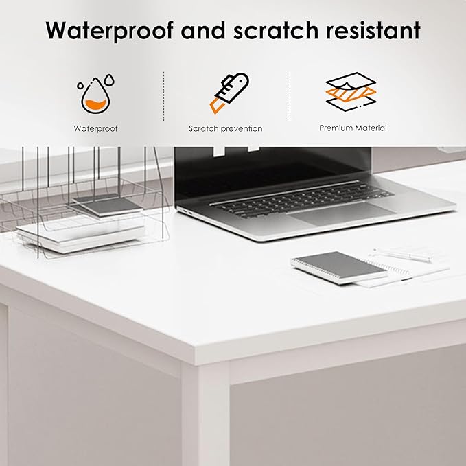 DlandHome Computer Desk, Large Executive Office Desk Computer Table Study Writing Workstation for Home Office,White,70.8 x 31.5 inch