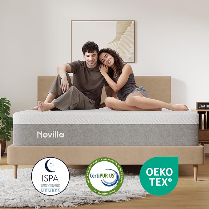 Novilla Twin XL Mattress, 10 Inch Gel Memory Foam XL Twin Mattress for Cool Night & Pressure Relief, Medium Plush Mattresses in a Box, Bliss