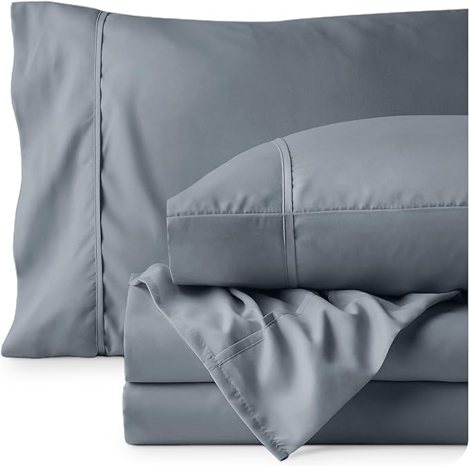 Bare Home King Sheet Set - 1800 Ultra-Soft Microfiber King Bed Sheets - Double Brushed - Deep Pockets - Easy Fit - 4 Piece Set - Bed Sheets (King, Steel Blue)