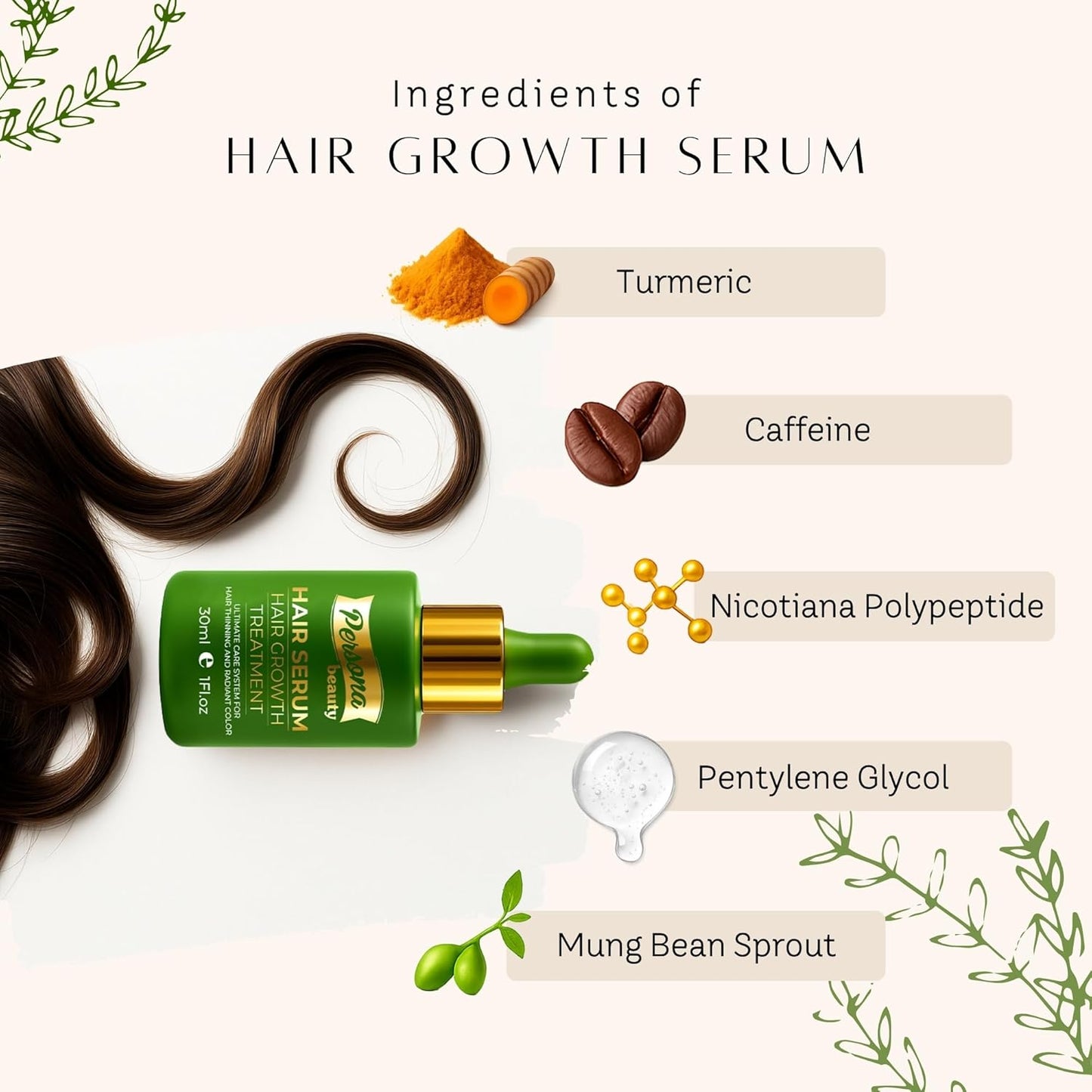 Hair Growth Serum – Biotin-Infused Formula for Thicker, Fuller Hair – Stimulates Follicles, Reduces Hair Loss – Natural Treatment for Men & Women – 30ml