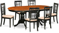 East West Furniture PLNI7-BCH-C 7 Piece Dining Room Furniture Set Consist of an Oval Kitchen Table with Butterfly Leaf and 6 Linen Fabric Upholstered Chairs, 42x78 Inch, Black & Cherry