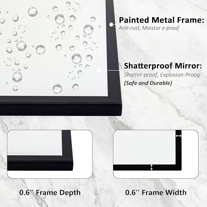 Black Decorative Wall Mirror, 30"x20", Black Arched Mirror, Traditional Framed Wall Mirror for Bathroom, Entryway, Living Room, Hallway