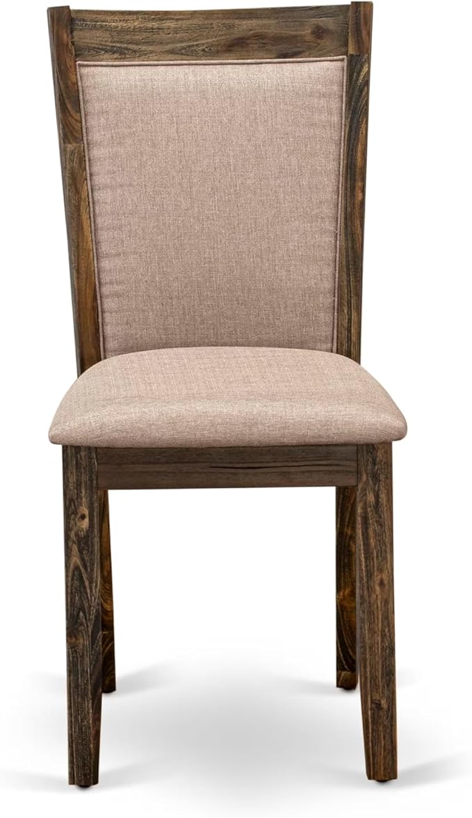 East West Furniture V727MZ716-9 9 Piece Kitchen Table & Chairs Set Includes a Rectangle Dining Room Table with V-Legs and 8 Dark Khaki Linen Fabric Parson Chairs, 40x72 Inch, Multi-Color