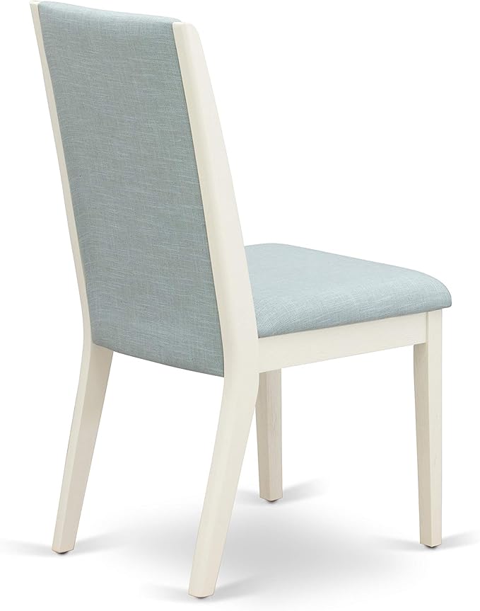 East West Furniture X027LA015-5 5 Piece Dining Room Furniture Set Includes a Rectangle Dining Table with X-Legs and 4 Baby Blue Linen Fabric Upholstered Chairs, 40x72 Inch, Multi-Color