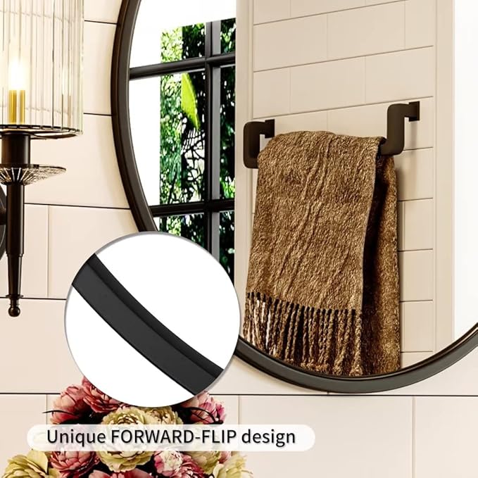 Growsun 15.7'' Black Round Mirror, Circle Wall Mirror for Bathroom Vanity, Entryway Living Room with Metal Frame for Home Decor