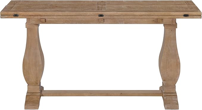 Martin Svensson Home Napa Solid Wood Pedestal Flip-Top Sofa Console Table, Driftwood