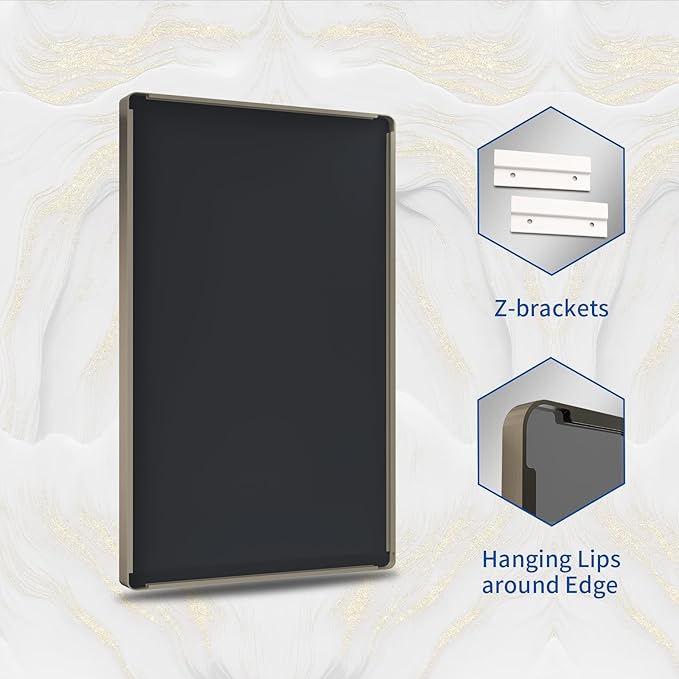 WEER 22x30 Inch Bronze Bathroom Mirror for Vanity, Brushed Bronze Metal Frame Rounded Rectangle Mirror with Tempered Glass, Anti-Rust (Horizontal/Vertical)