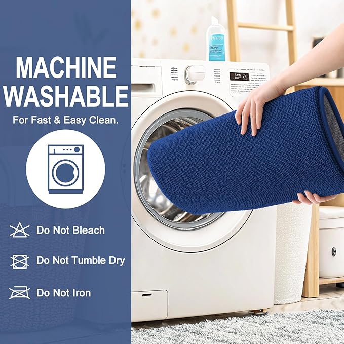 OLANLY Thick Memory Foam Bath Mat Rug 30x20, Extra Soft Absorbent Bathroom Rug, Quick Dry Bath Mats, Non-Slip, Machine Washable Carpet for Bathroom, Tub and Shower, Home Decor Accessories, Navy