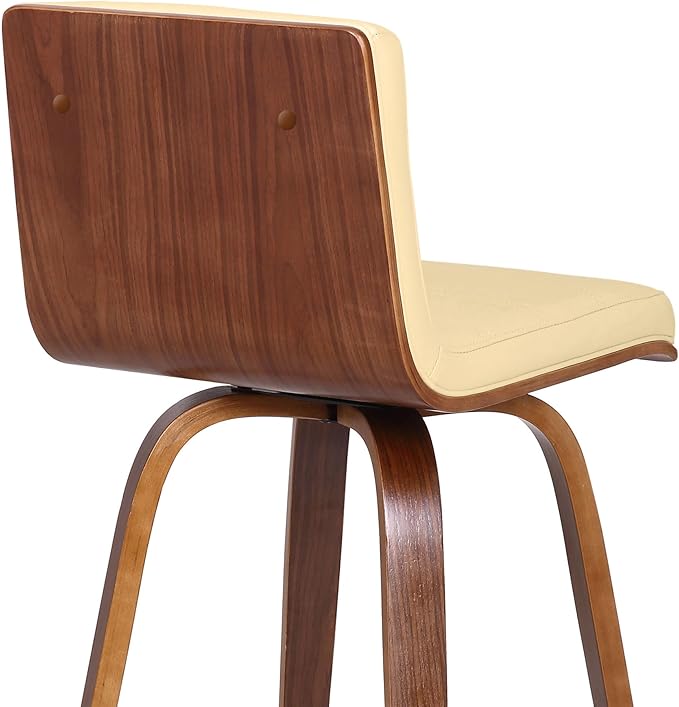 Vienna 30" Swivel Bar Stool in Walnut Wood Finish with Cream Faux Leather - Set of 2