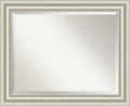 Amanti Art Bathroom Mirror for Over Sink, 28x34 Sophia Silver Rectangle Vanity Mirror, Large Traditional Frame, Hangs Horizonally and Vertically, Bathroom Wall Decor, Beveled Edge