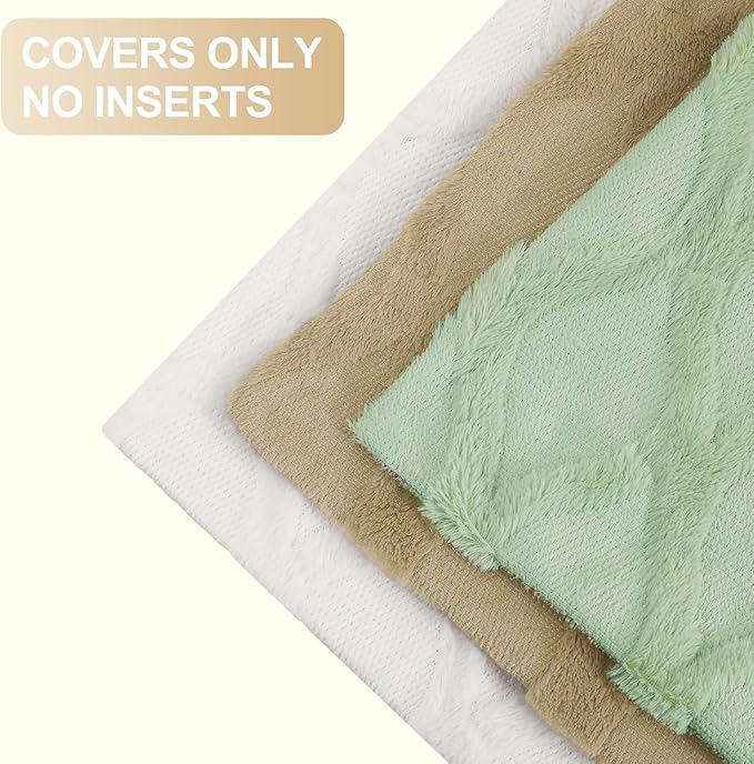 decorUhome Throw Pillow Covers 12x20 Inch Set of 2, Soft Plush Faux Fur Wool Lumbar Sage Green Couch Pillow Covers, Decorative Neutral Pillow Cases for Bed Sofa Living Room Home Decor