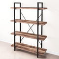 45MinST 4-Tier Vintage Industrial Style Bookcase/Metal and Wood Bookshelf Furniture for Collection,Vintage Brown, 3/4/5 Tier (4-Tier)