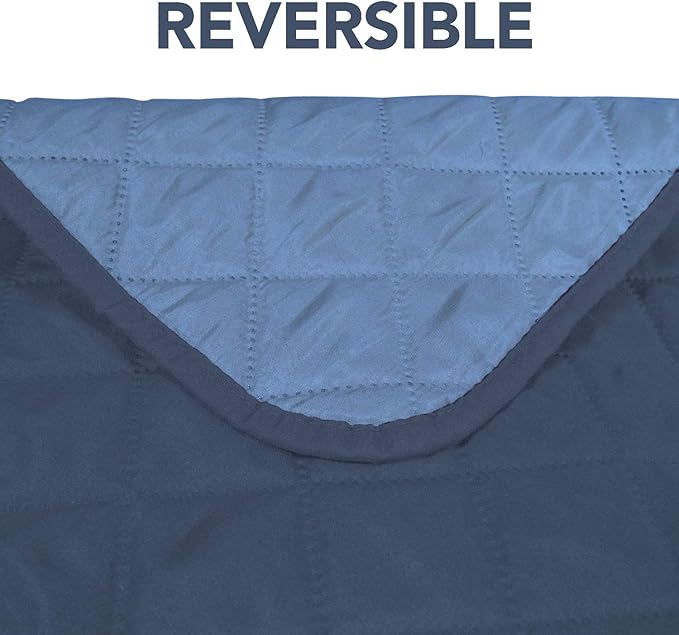 PureFit Reversible Sofa Cover Water Resistant Recliner Couch Cover, Machine Washable Furniture Cover with Adjustable Strap for Dogs, Pets (Recliner, Dark Blue/Light Blue)