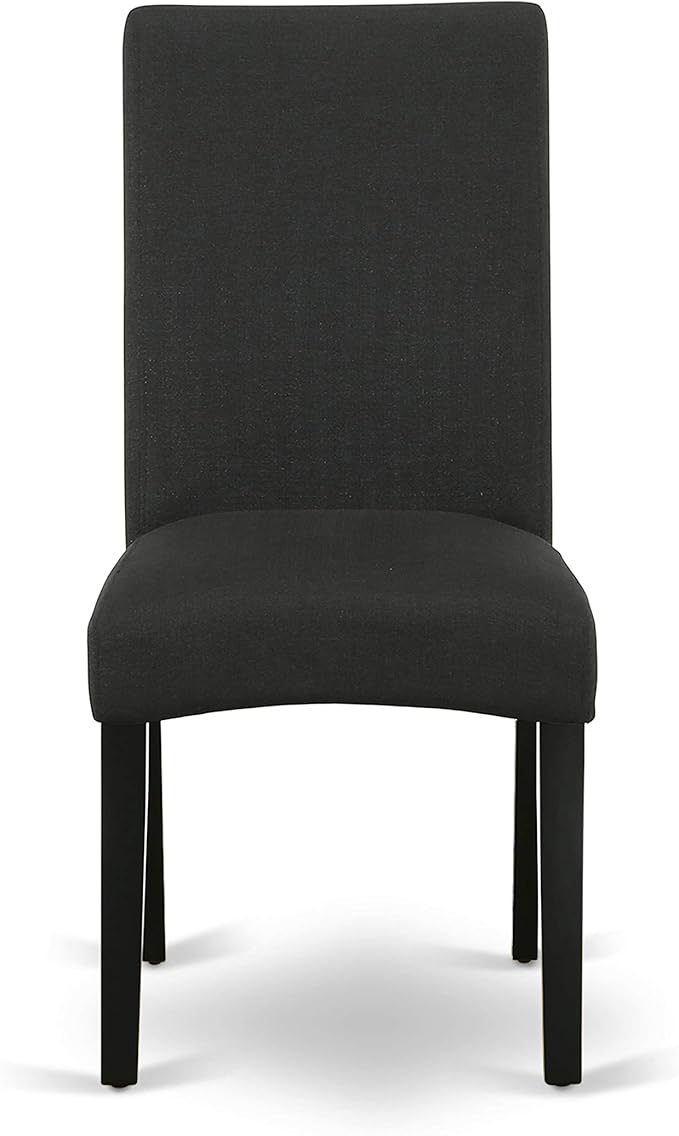 East West Furniture LGDR7-BLK-24 7 Piece Dining Table Set Consist of a Rectangle Dinner Table with Butterfly Leaf and 6 Black Color Linen Fabric Parson Chairs, 42x84 Inch, Black