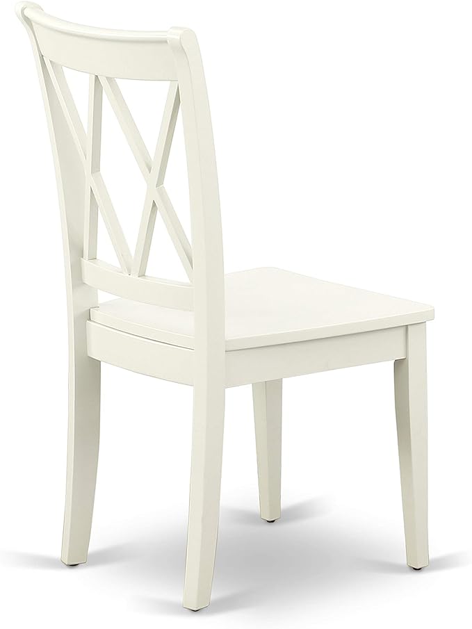 East West Furniture SHCL5-LWH-W 5 Piece Dining Table Set for 4 Includes a Round Kitchen Table with Pedestal and 4 Kitchen Dining Chairs, 42x42 Inch, Linen White