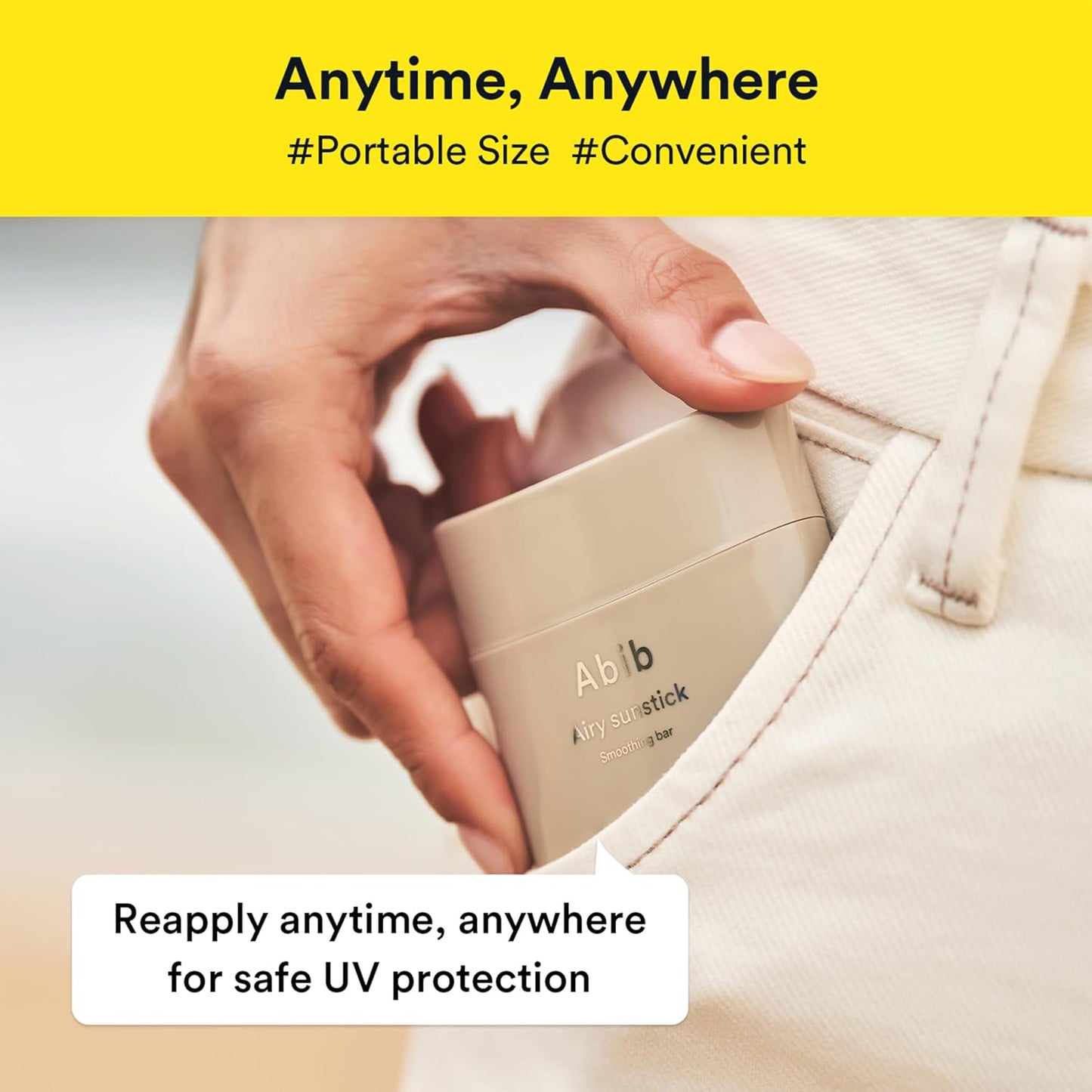 Abib Airy Sunstick Protection Bar Broad Spectrum SPF50+ 0.81 oz / 23 g (Semi-matte) | Korean Suncreen Stick Suncare Sunblock, No Whitecast, Protector Solar Barra, Water resistant