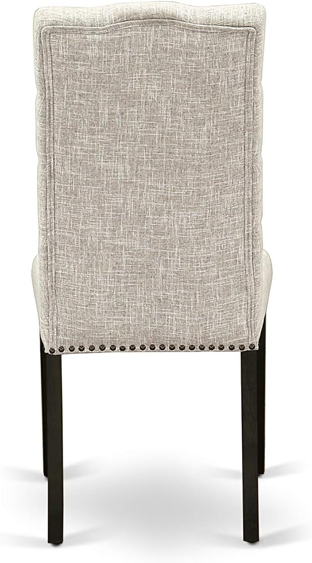 East West Furniture X627EL635-9 9 Piece Dining Room Table Set Includes a Rectangle Dining Table with X-Legs and 8 Doeskin Linen Fabric Upholstered Parson Chairs, 40x72 Inch, Multi-Color